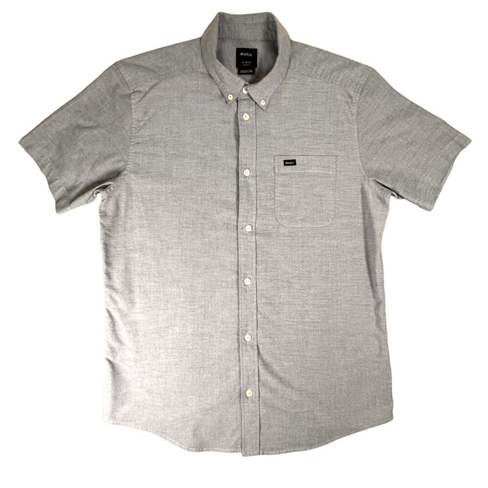 RCVA Button Down Stretch Short Sleeve Shirts, Slims Fit Blue Size M